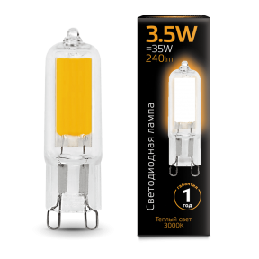 Лампа Gauss LED G9 AC220-240V 3.5W 3000K Glass