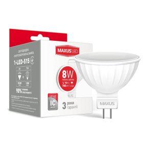 LED лампа Maxus MR16 8W тепле світло GU5.3 (1-LED-515)