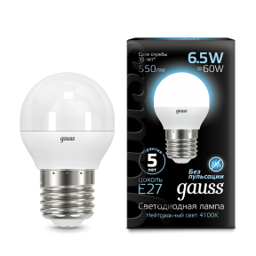 Лампа Gauss LED Globe E27 6.5W 4100K