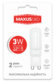 LED лампа Maxus G9 3W тепле світло 220V (1-LED-203)