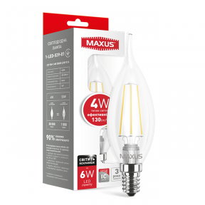 LED лампа Maxus (filament) C37 TL 4W тепле світло E14 (1-LED-539-01)
