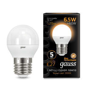 Лампа Gauss LED Globe E27 6.5W 3000K 520Лм