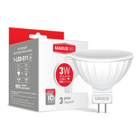 LED лампа Maxus MR16 3W тепле світло GU5.3 AP (1-LED-511)