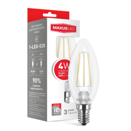 LED лампа Maxus (filament) C37 4W яскраве світло E14 (1-LED-538)