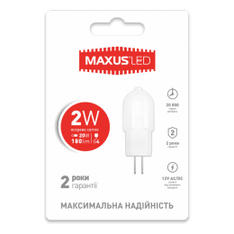 LED лампа Maxus G4 2W яскраве світло 12V AC / DC (1-LED-208)