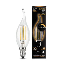 Лампа Gauss LED Filament Candle tailed dimmable E14 5W 2700K