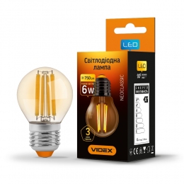 LED лампа VIDEX Filament G45F 6W E27 3000K