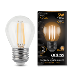 Лампа Gauss LED Filament Globe E27 5W 2700K 420Лм