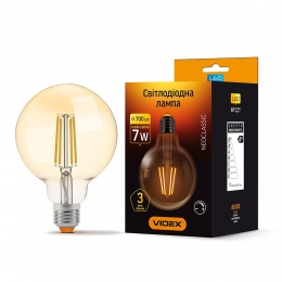 LED лампа VIDEX Filament G95FAD 7W E27 2200K дімерна бронза