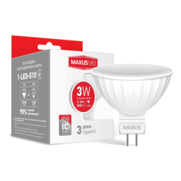 LED лампа Maxus MR16 3W яскраве світло GU5.3 AP (1-LED-510)