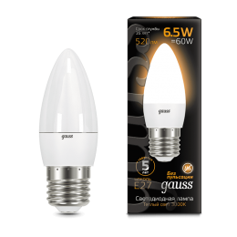 Лампа Gauss LED Candle E27 6.5W 3000К 520Лм