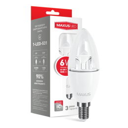 LED лампа Maxus C37 6W яскраве світло E14 (1-LED-532)