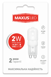 LED лампа Maxus G9 2W тепле світло 220V (1-LED-201)