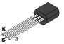 КТ502Г транзистор PNP (350мА 60В) (h21э: 80-240) 0,35W (ТО92)